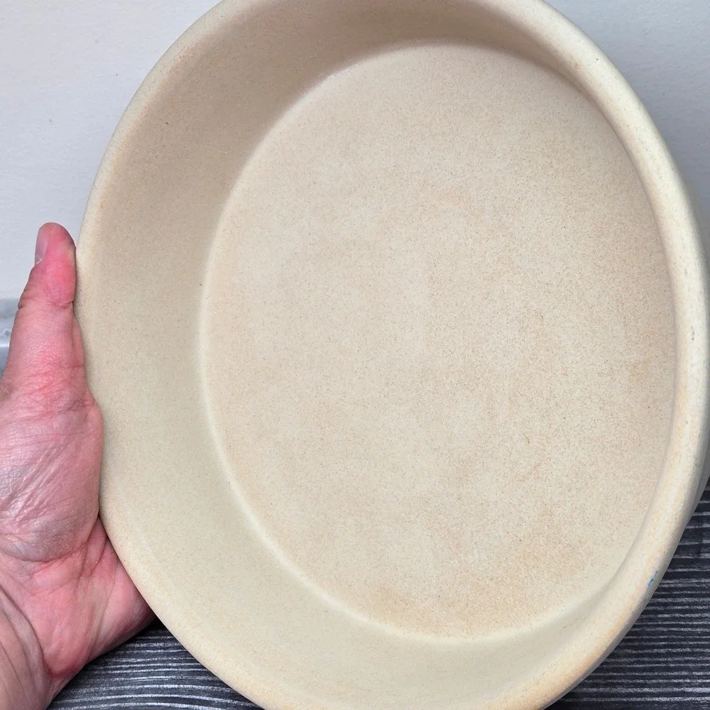 Pampered Chef 8 inch Deep Dish Natural Stoneware Pie Plate Family Heritage USA